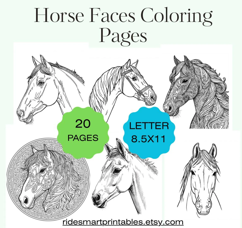 20 horse face coloring pages preview