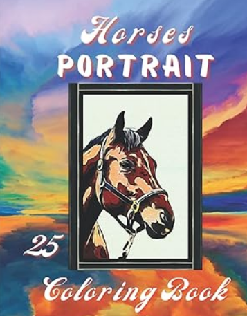 25 horse portrait coloring book on Amazon