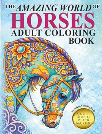 Amazing World of Horses coloring book for adults on Amazon