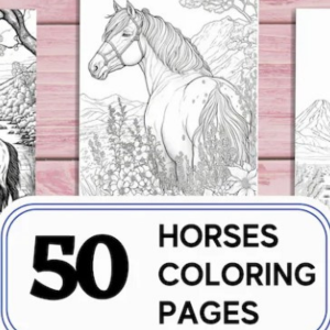 horse coloring page amazing coloring book etsy