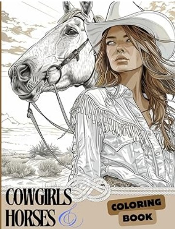 Cowgirls and Horses Coloring Book on Amazon