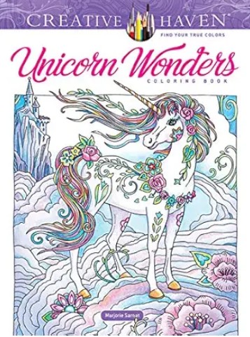 Creative Haven Unicorn Wonders adult coloring book on Amazon