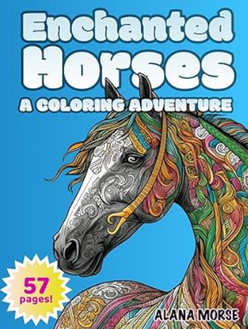 Enchanted Horses coloring book for adults on Amazon