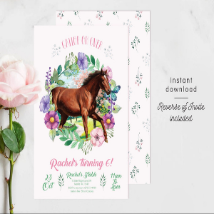 Horse Party Invitation for horse birthday parties