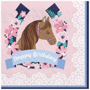 Saddle Up! Horse Happy Birthday Luncheon Napkins, Set of 16, for girl horse themed horse party