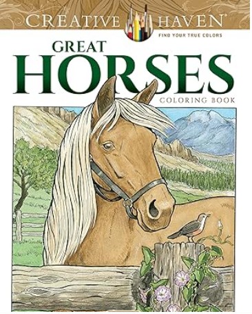 Great Horses Coloring Book for adults on Amazon