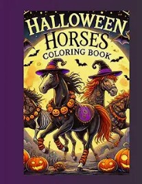 Halloween horses coloring book for teens
