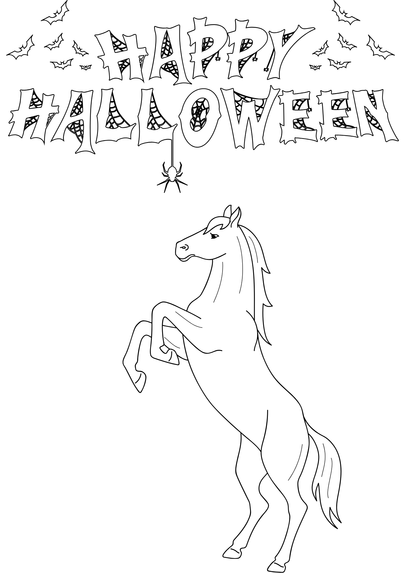 Happy Halloween horse coloring page