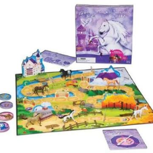 A picture of the Bella Sara Magical Adventure Board game. The picture shows the front of the box and the actual board used in the game.