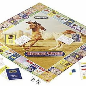 the second edition of the Breyer Horse Sense Board game with mini whinnies. The picture shows the board used in the game along with different pieces used for the game.