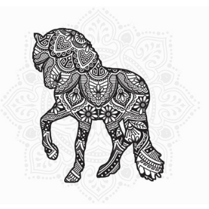 Unicorns and Horses Silhouette Adult Coloring Book