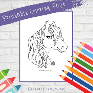 A coloring page featuring a beautiful horse head.