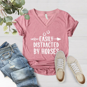 Easily Distracted By Horses, Women's Horse Shirt, funny gifts for horse lovers