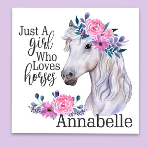 Boho Girls Horse Decor, personalized gift for a horse lover
