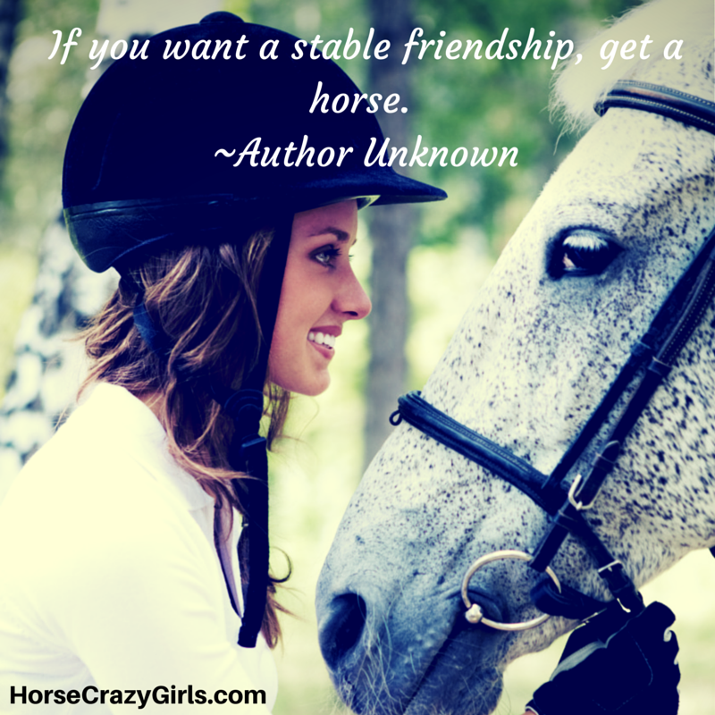 A picture of a girl's face with a horse's head and the quote "If you want a stable friendship, get a horse." - Author Unknown