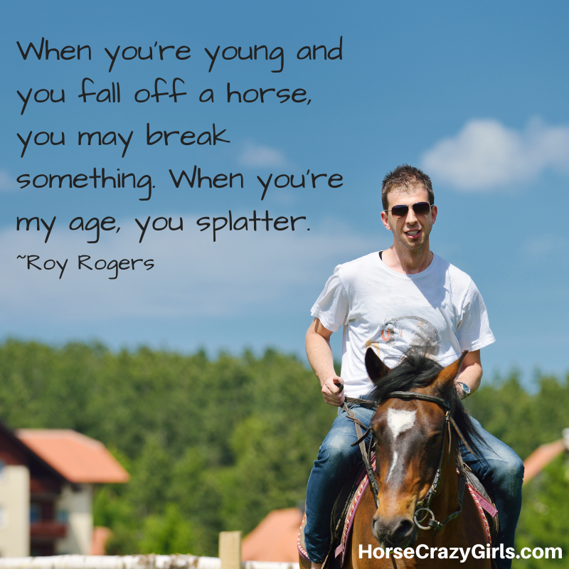 A picture of a man with sunglasses riding a horse with the quote 