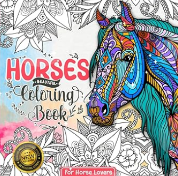 Horses beautiful coloring book on Amazon
