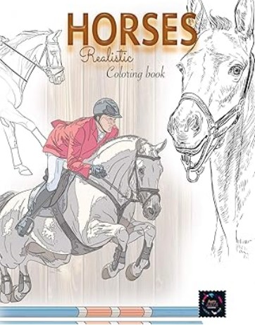 Horses Realistic Coloring Book on Amazon