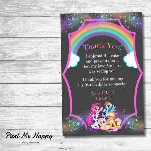 Thank You Card for My Little Pony themed horse party