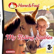 A graphic of the game Horse & Foal My Riding Stables. It shows the name of the game in the top and lower middle part. Below is an image of a girl with her horse.
