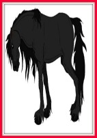 An animated Friesian Horse painting.