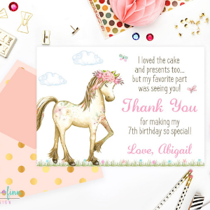Horse Thank You Card for pony themed horse party