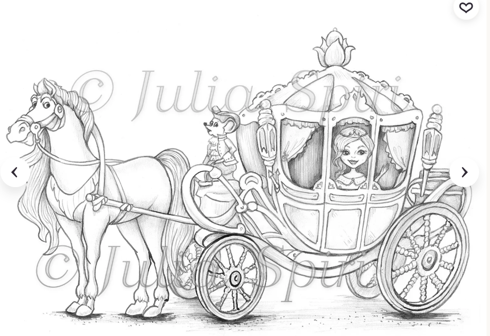 Princess in a Horse Drawn Carriage coloring page from JuliaSpiri on Etsy
