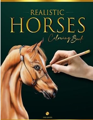 Realistic Horses Coloring Book for Adults on Amazon