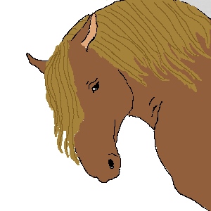 A brown horse with a yellowish mane looking backwards with an exasperated expression.