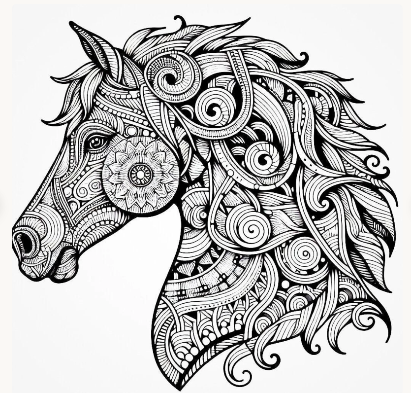 Relaxing cool horse head coloring page from AskZee on Etsy