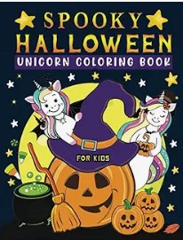 Spooky Halloween unicorn coloring book for kids