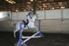 This is me jumping on Sandy. She's a fleabitten grey Arabian.