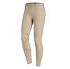 A pair of beige Schockemöhle Sport Breeches. The picture shows them from the front where you see a pair of pockets, the button, belt loops, and silicone grips on the knee patches.