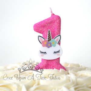 Sparkly Number Birthday Candle for unicorn themed horse party