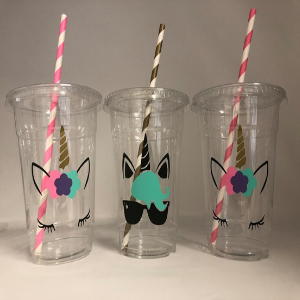 Birthday Cups for unicorn themed horse party