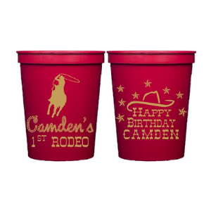 Personalized Plastic Birthday Party Cups for western themed horse party