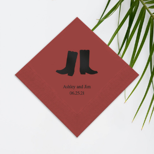 Cowboy Boots Personalized Paper Napkins for western themed horse party