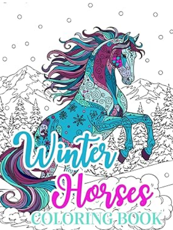 Winter horses coloring book on Amazon