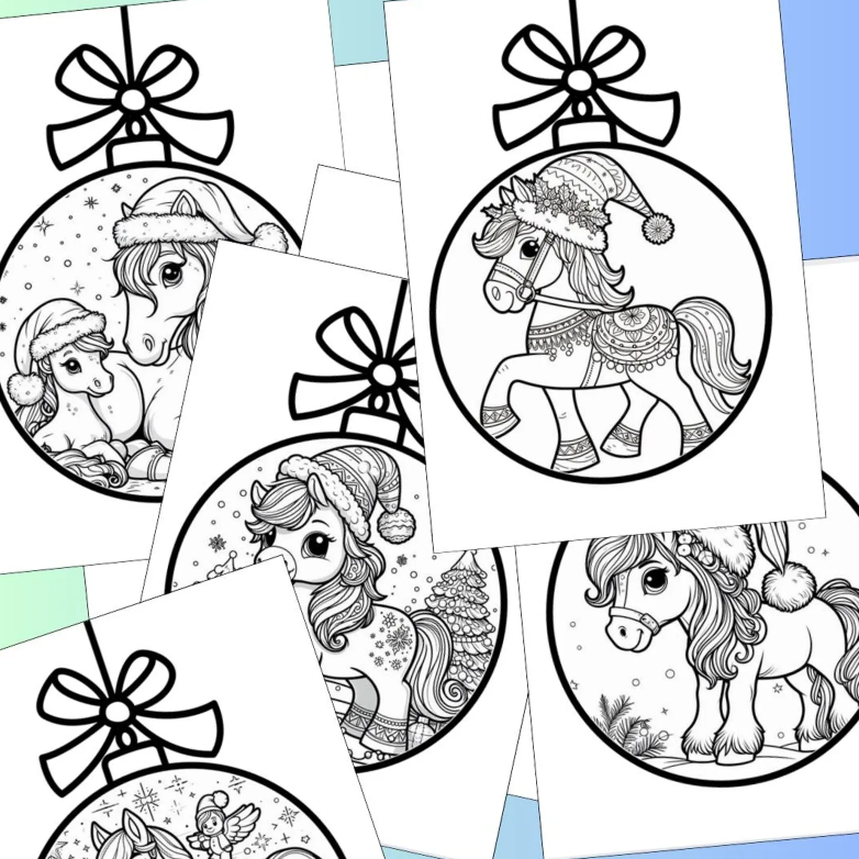 20 horse Christmas coloring pages preview
