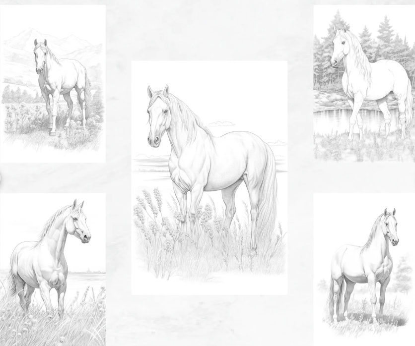 Several unique horse coloring pages from Etsy Several unique horse coloring pages from Etsy