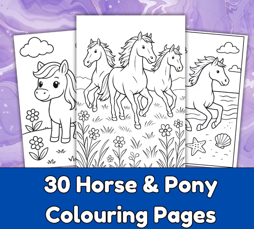 30 horse and pony coloring pages from TheCreativePrintAu on Etsy