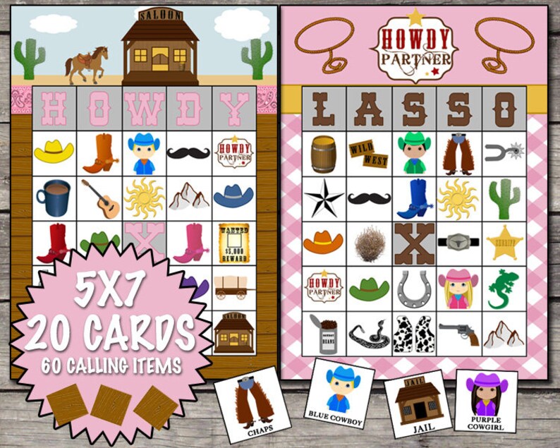 Cowgirl bingo game.