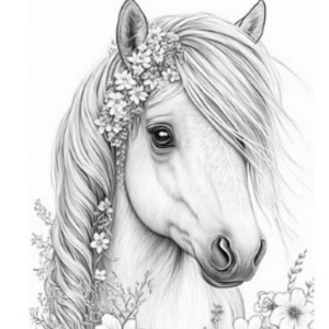 horse coloring page pony flowers etsy coloring