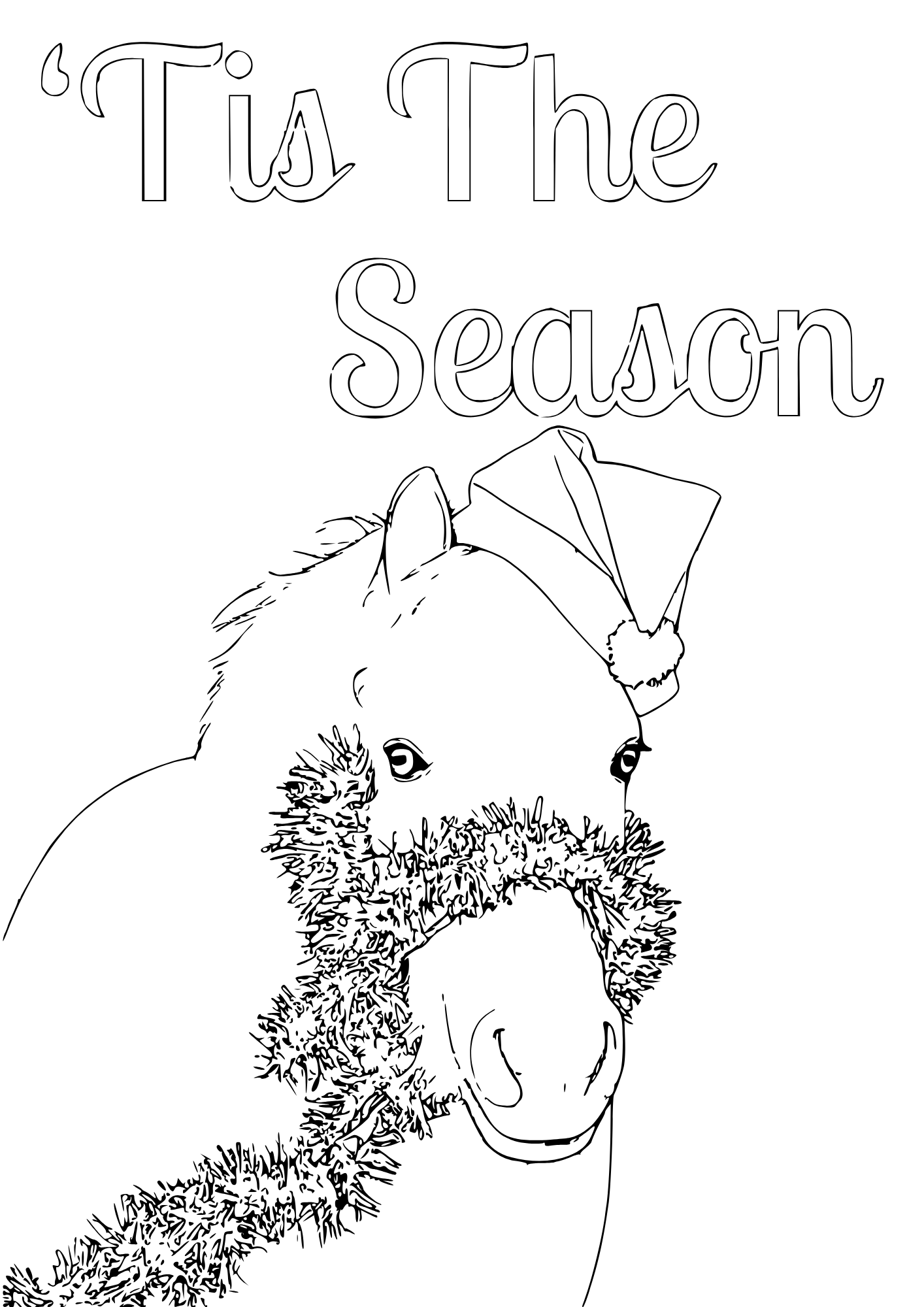 Tis the Season horse free coloring page preview