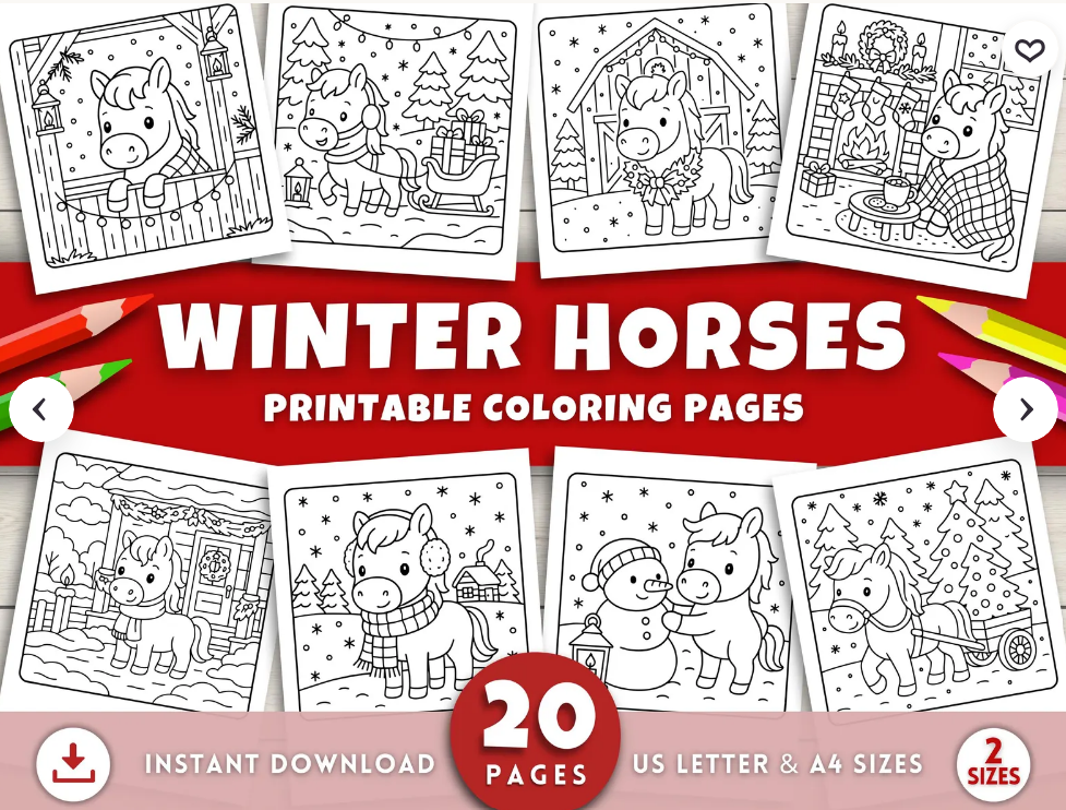 Christmas coloring pages for kids from ColorSplashPublisher on Etsy