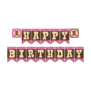 Cowgirl Happy Birthday Party Banner for cowgirl horse themed party