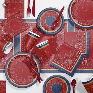 Bandana and Blue Jean Plates for cowgirl horse themed party
