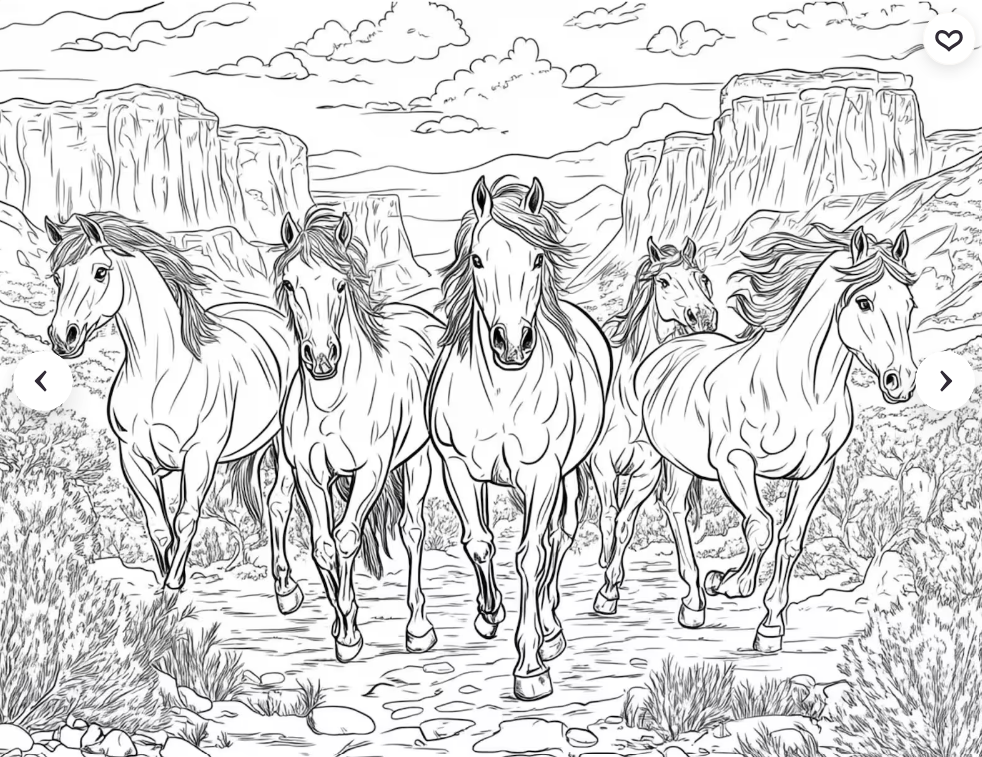 Coloring pages for adults wild horses from SisterShopOKC on Etsy