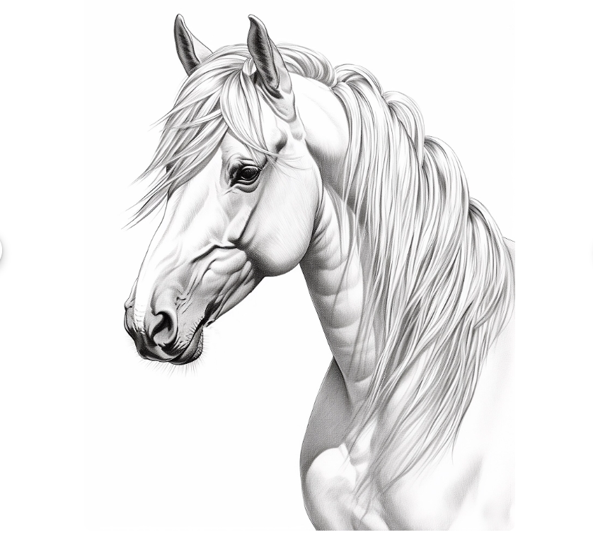 A picture of a detailed horse head coloring page from etsy A picture of a detailed horse head coloring page from etsy