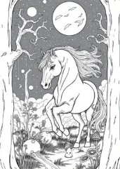 Fall themed horse coloring page from Etsy